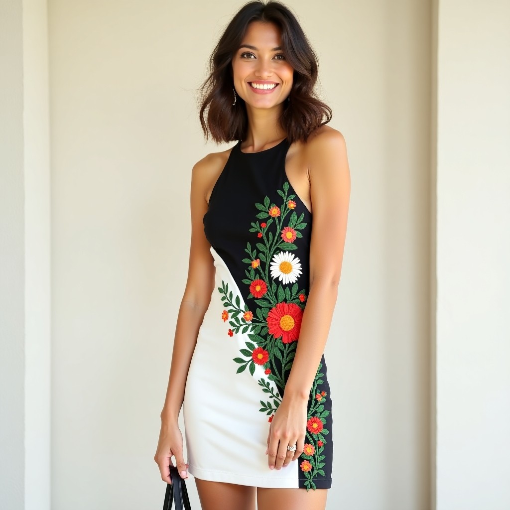 Signature Crimson Blossom Embroidered Evening Maxi Dress