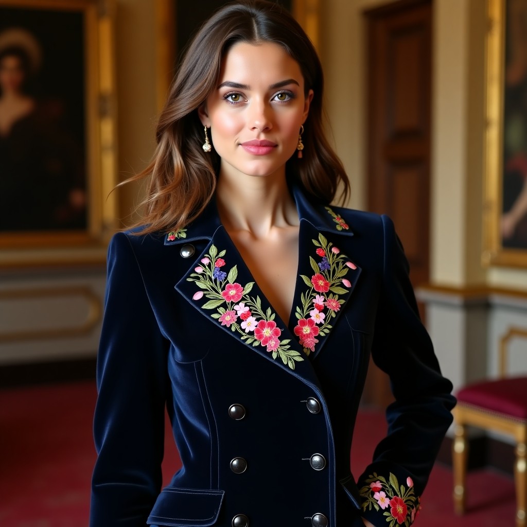 Royal Amethyst Floral Embroidered Luxury Blazer