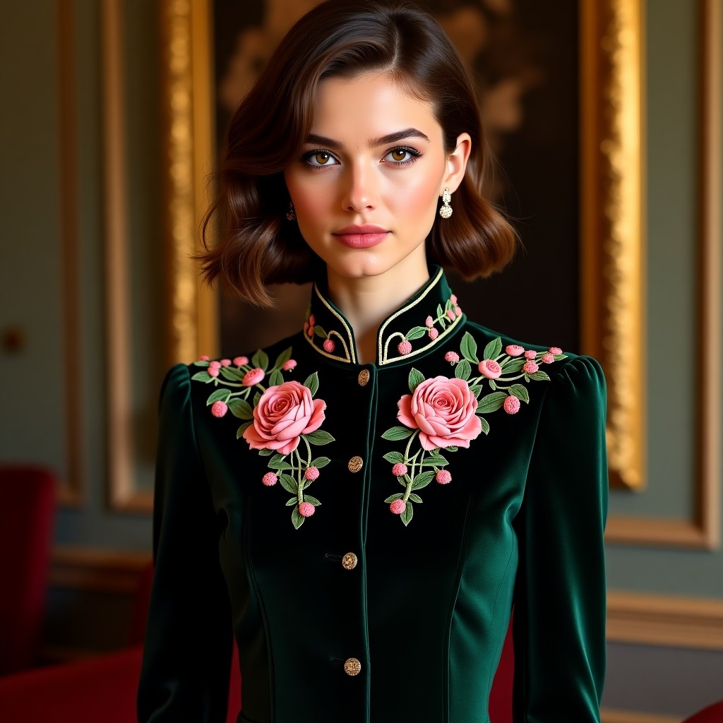 Imperial Pink Bloom Embroidered Fashion Blazer