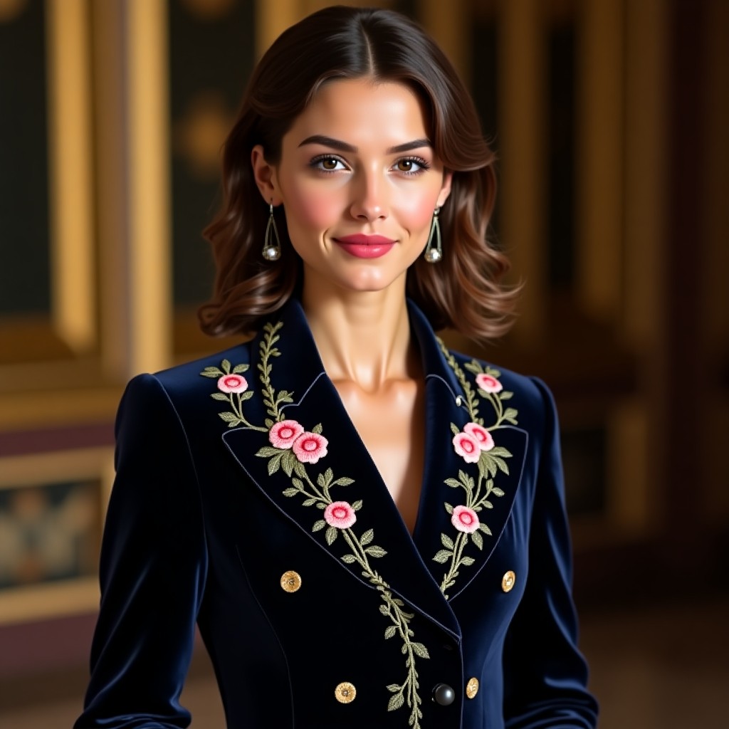 Elite Botanical Embroidered Executive Blazer