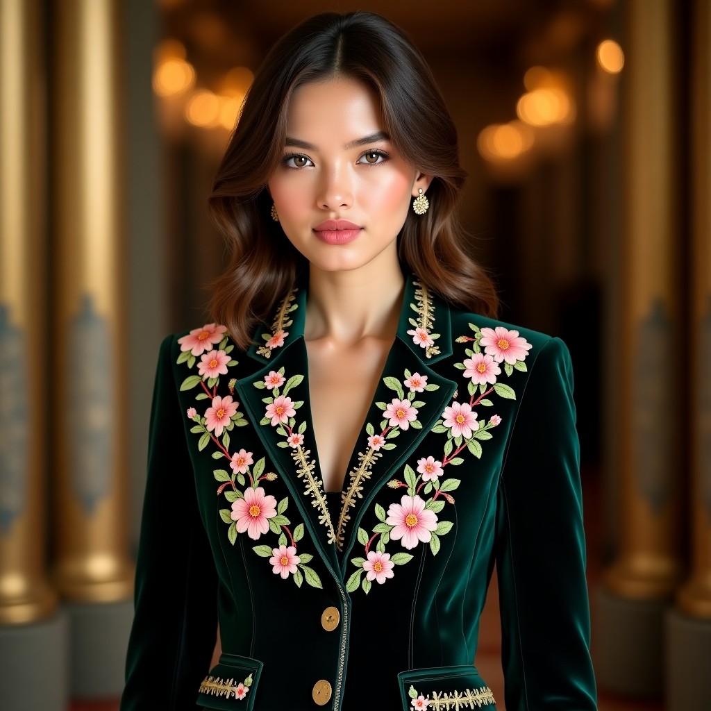 Majestic Rose Garden Luxury Embroidered Blazer