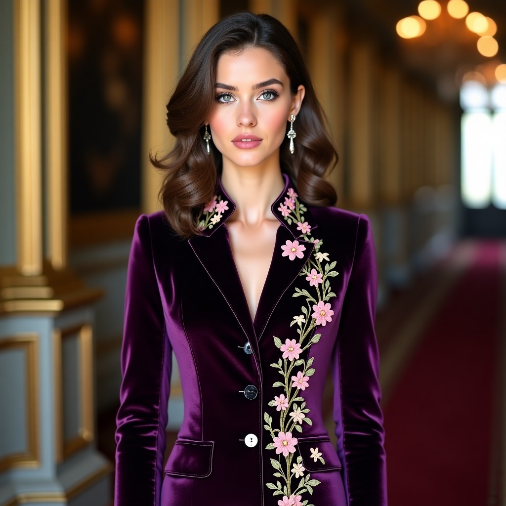 Imperial Rose Garden Embroidered Luxury Blazer