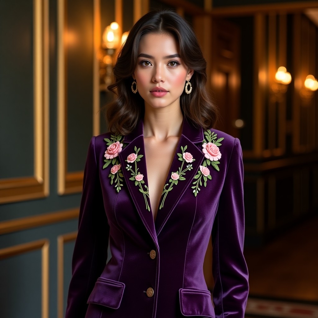 Signature Floral Elegance Women's Couture Blazer