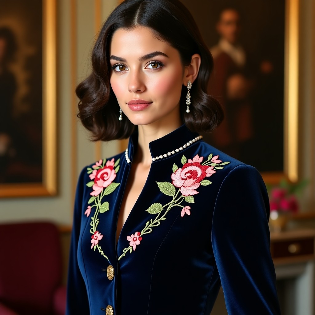 Imperial Magnolia Embroidered Women's Couture Blazer
