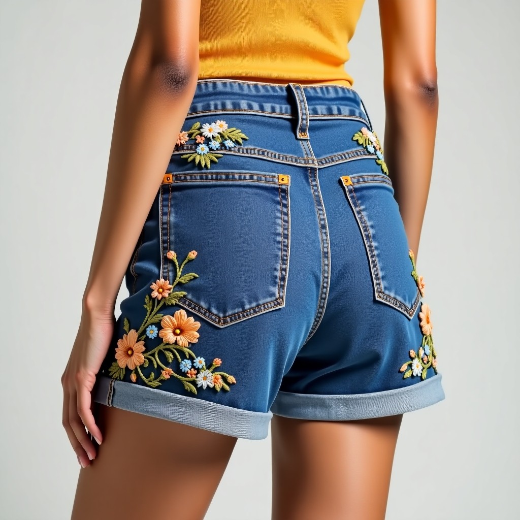 Luxury Garden Bloom Embroidered Casual Shorts