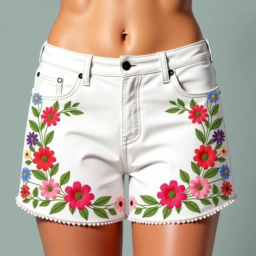 Majestic Botanical Bloom Embroidered Women's Shorts