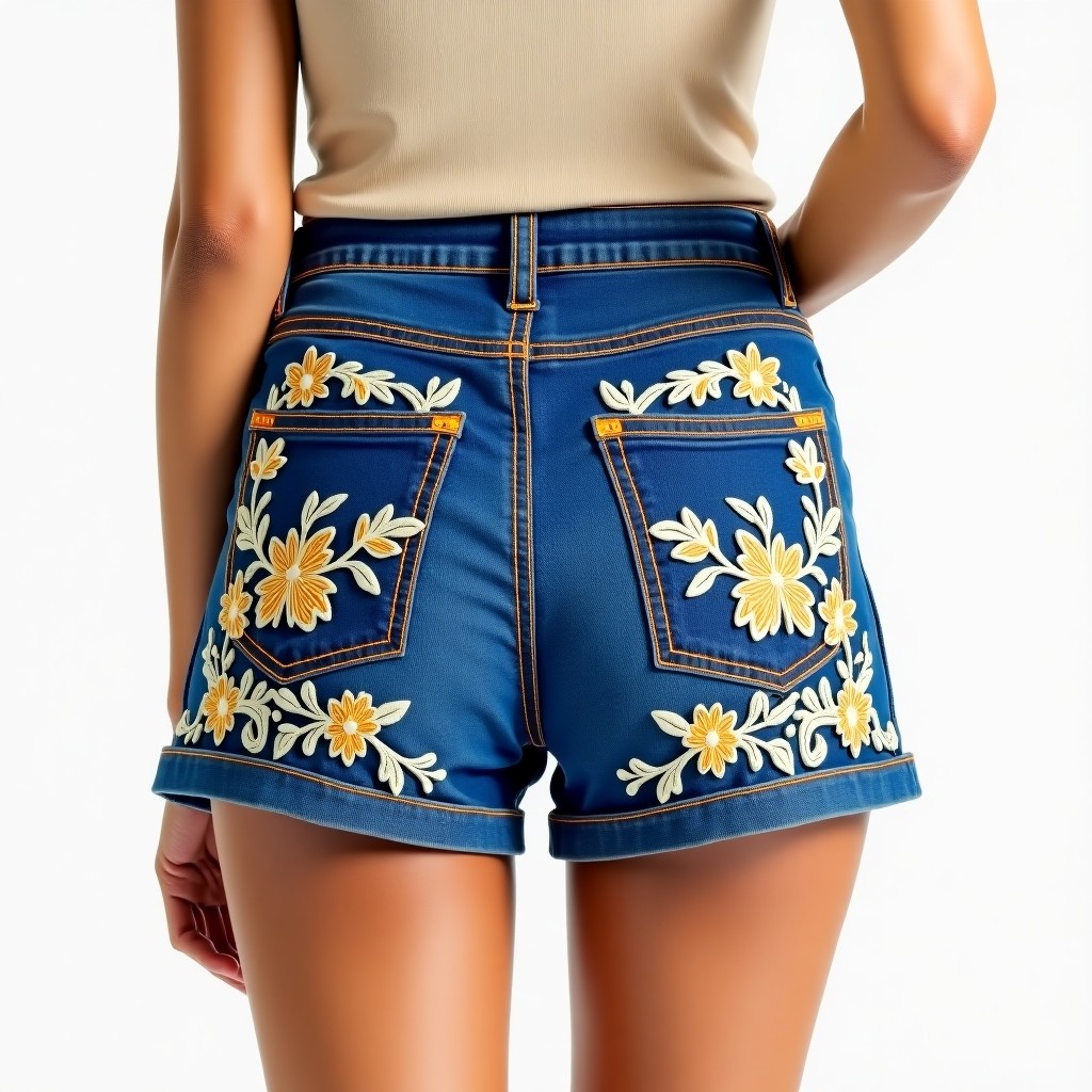 Designer Floral Pearl Resort Wear Shorts