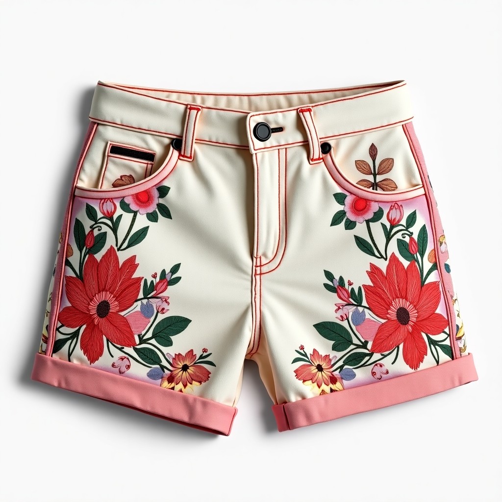 Imperial Wild Rose Embroidered Resort Shorts