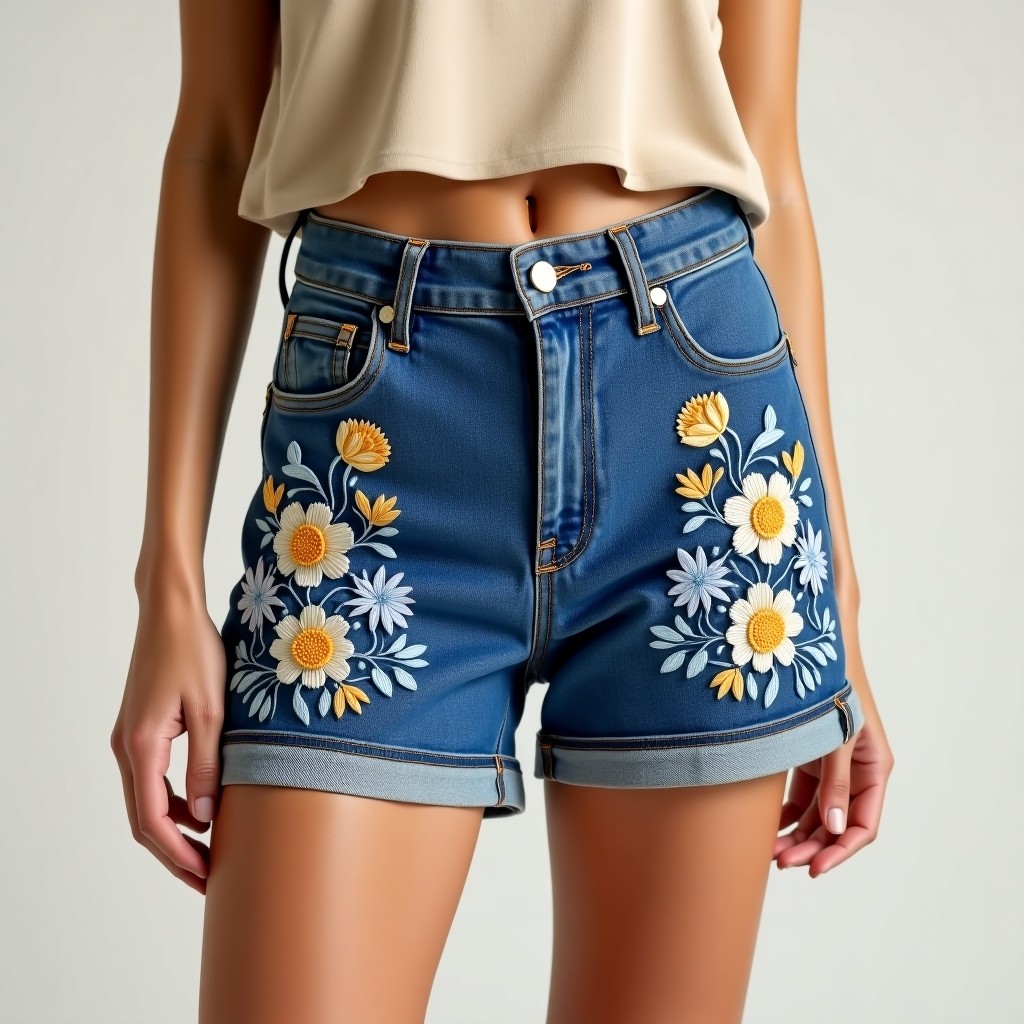 Elite Royal Petal Embroidered Summer Shorts
