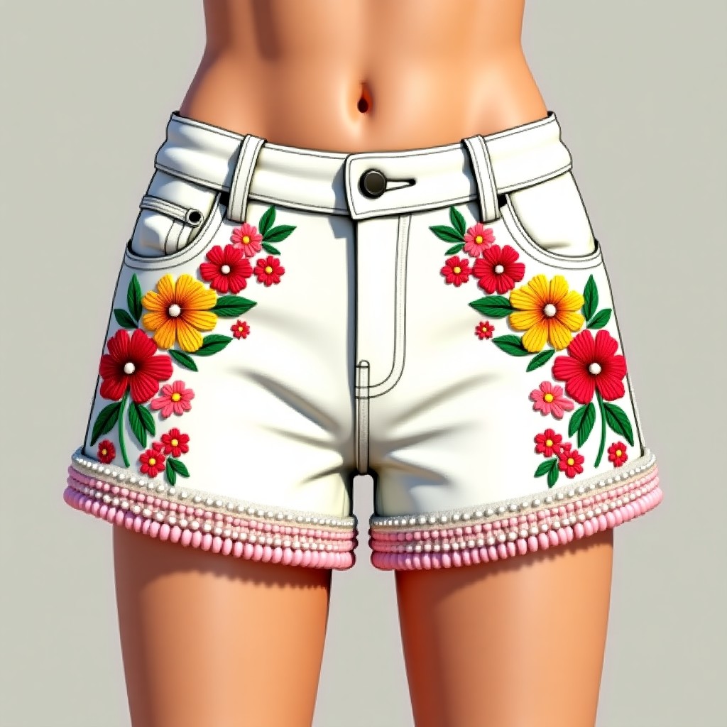 Signature Tropical Bloom Embroidered Women's Shorts