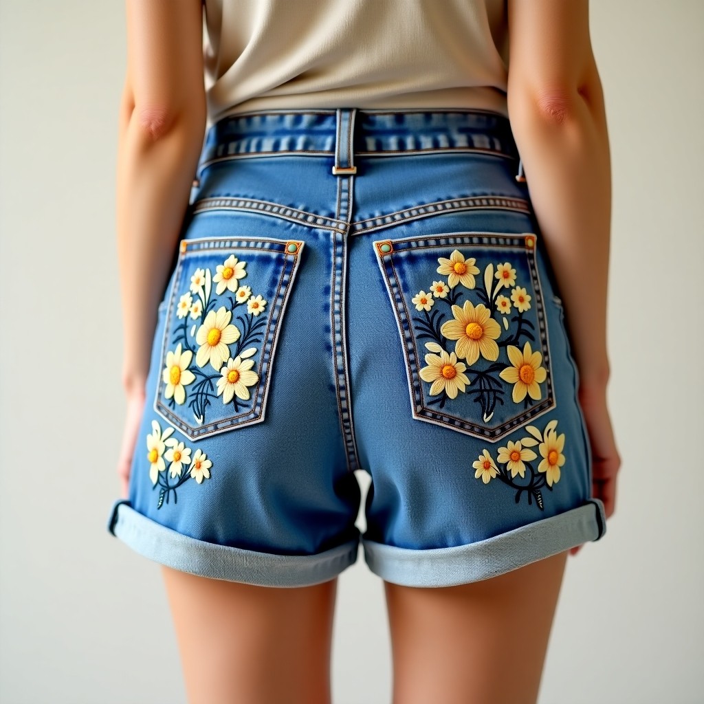 Royal Violet Garden Embroidered Women's Premium Shorts