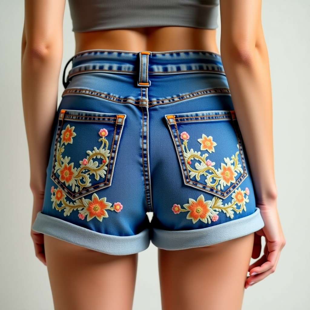 Luxury Daisy Petal Embroidered Resort Shorts