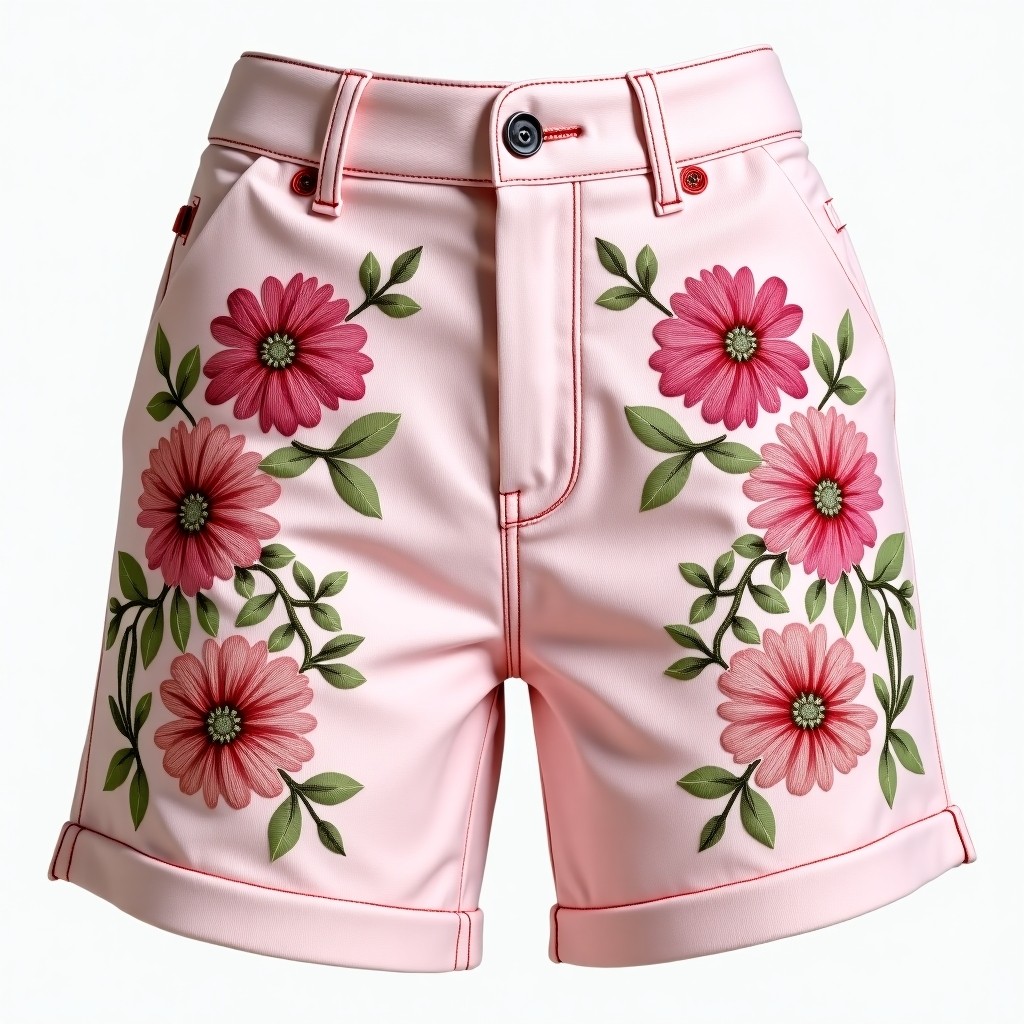 Luxury Floral Meadow Embroidered Summer Shorts