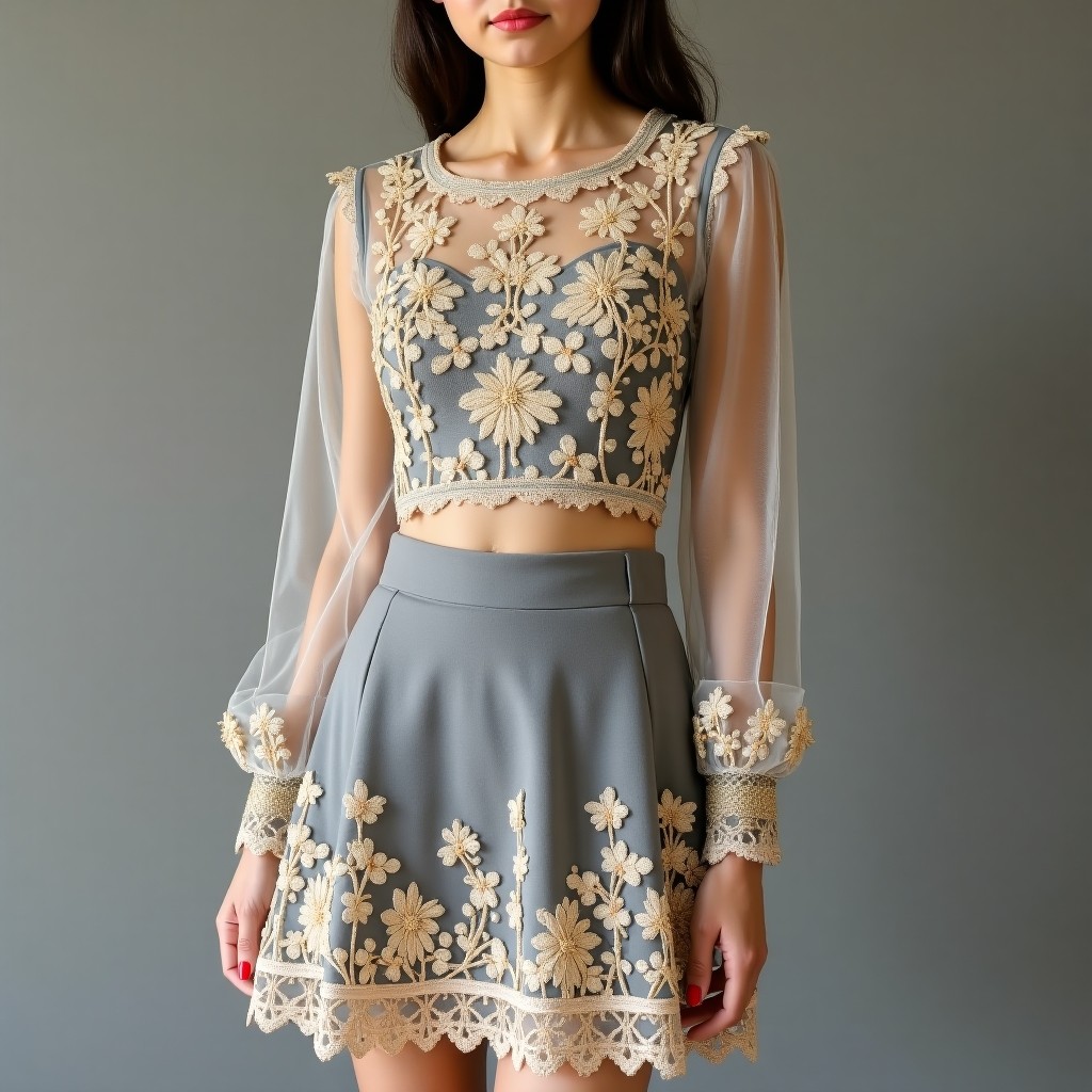 Elite Botanical Elegance Embroidered Women's Ensemble