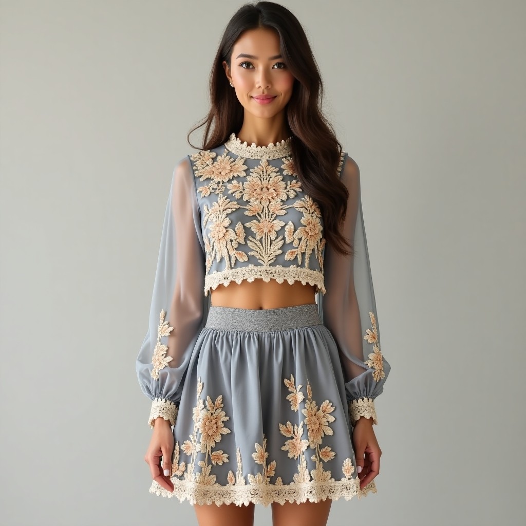Designer Elegant Floral Couture Women's Luxury Ensemble