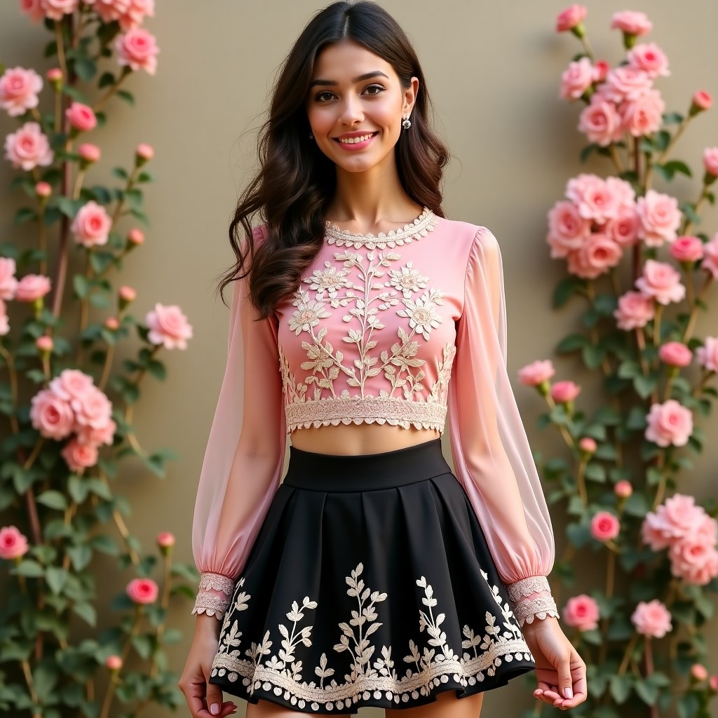 Prestige Golden Petal Embroidered Designer Co-Ord Set