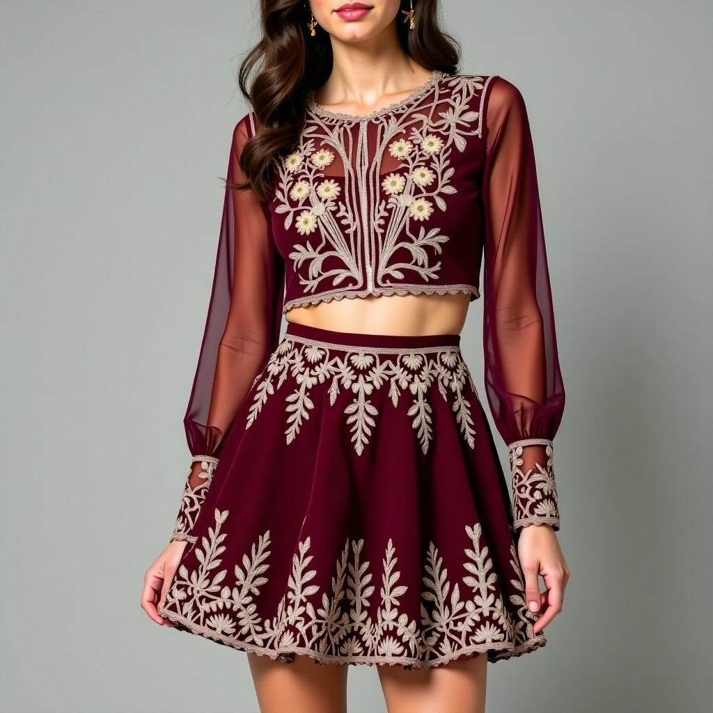 Majestic Floral Heritage Women's Embroidered Fashion Ensemble
