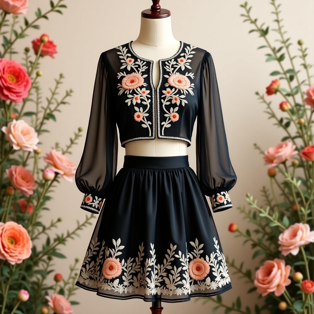 Prestige Royal Garden Floral Embroidered Couture Set