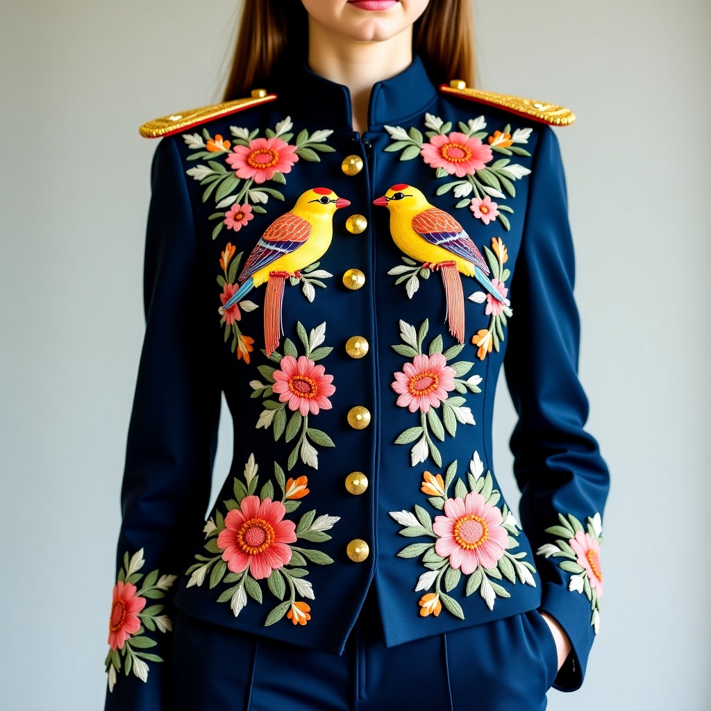 Regal Blossom Commander Embroidered Women's Blazer