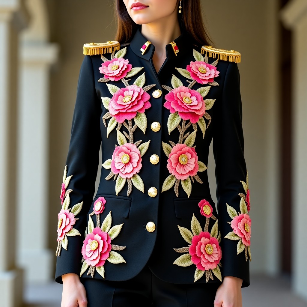 Royal Sunflower Military Women's Designer Jacket