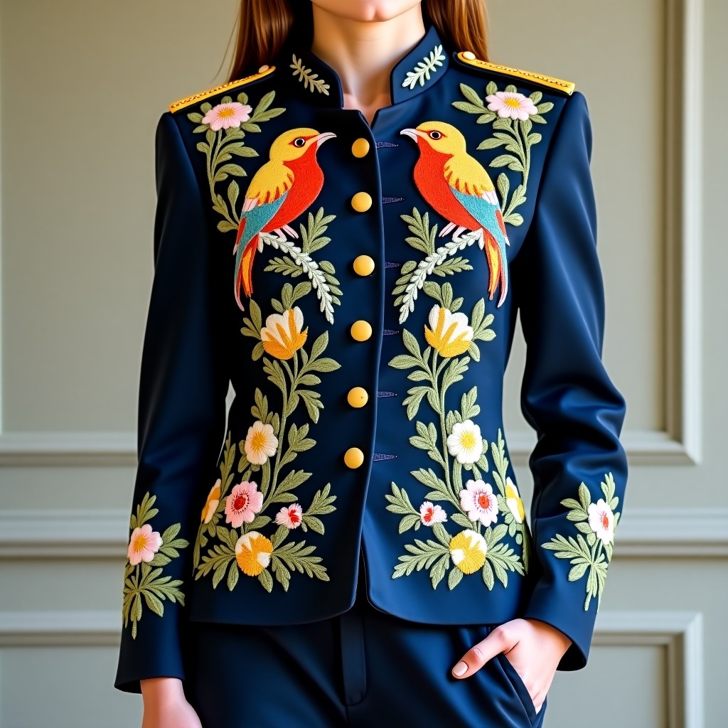 Floral Crown Imperial Women's Military Blazer