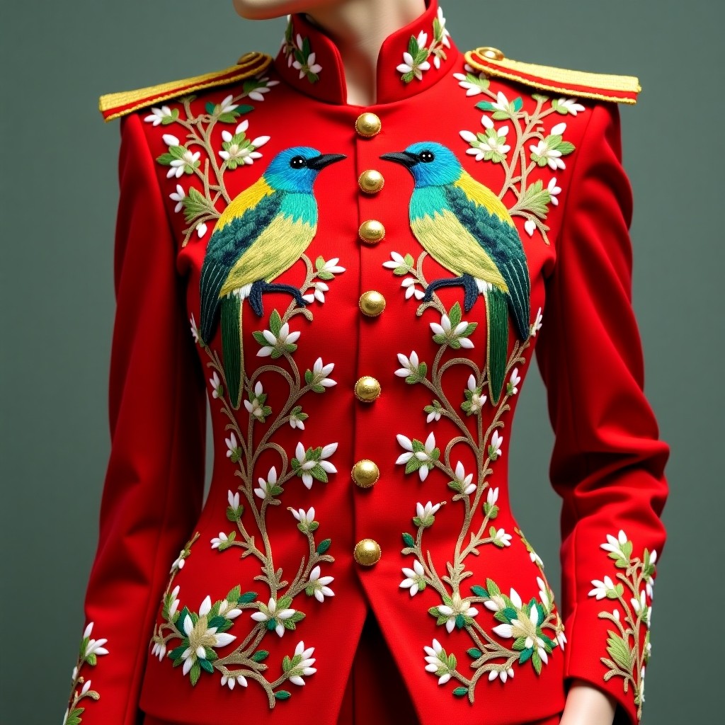 Diamond Imperial Garden Floral Military Blazer
