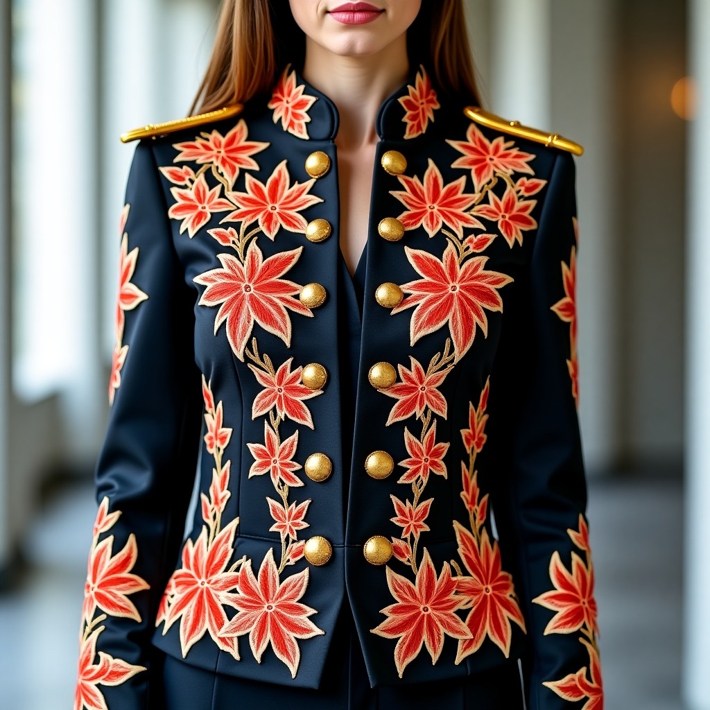 Royal Blossom Guard Military Women's Blazer