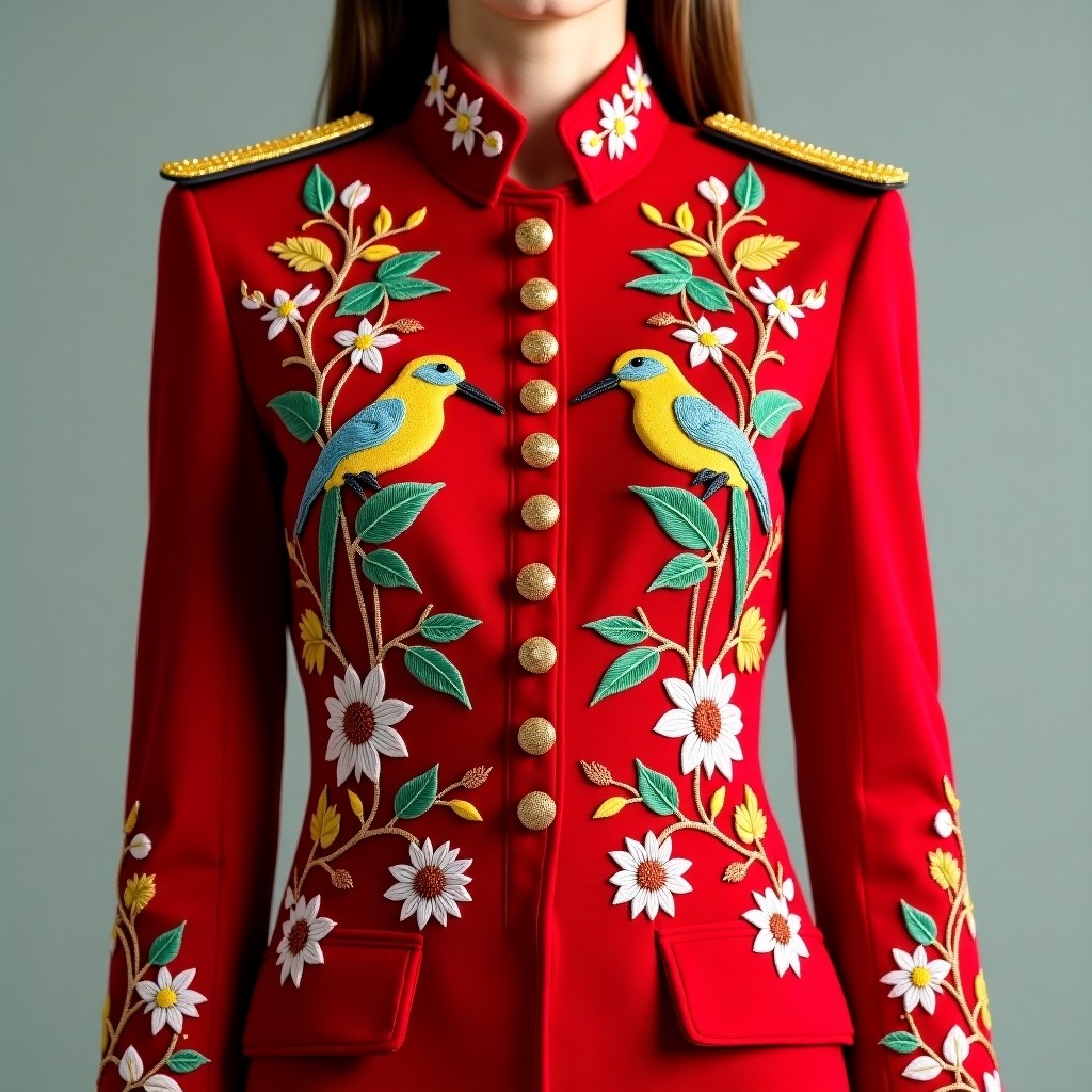 Golden Floral Empress Women's Military Jacket