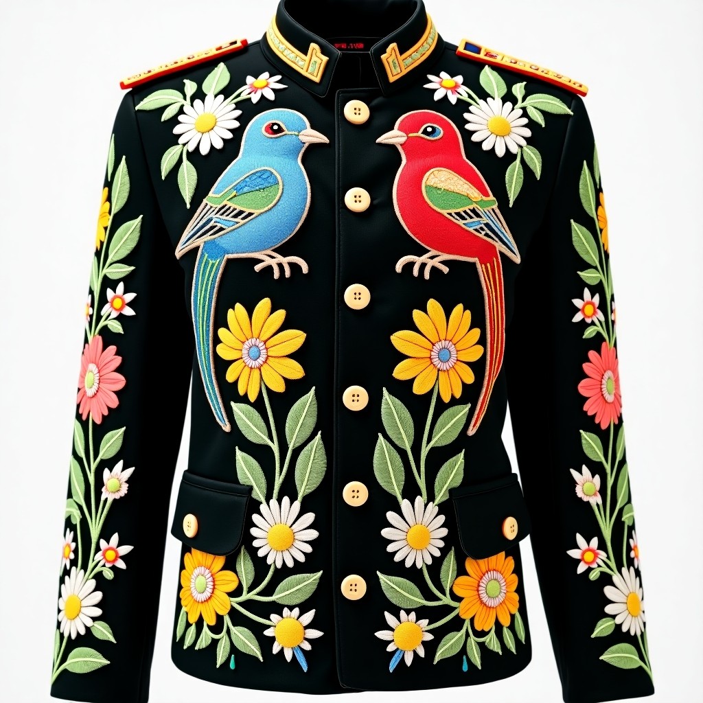 Golden Blossom Royale Women's Military Jacket