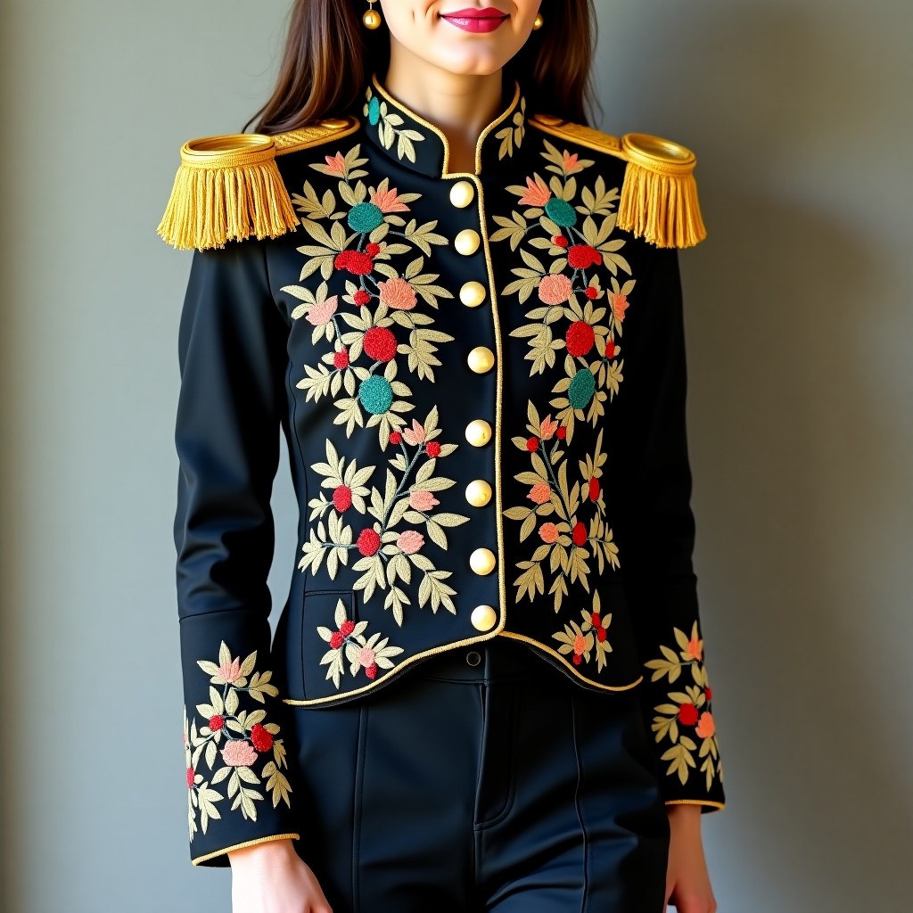 Royal Daisy Bloom Military Women's Jacket
