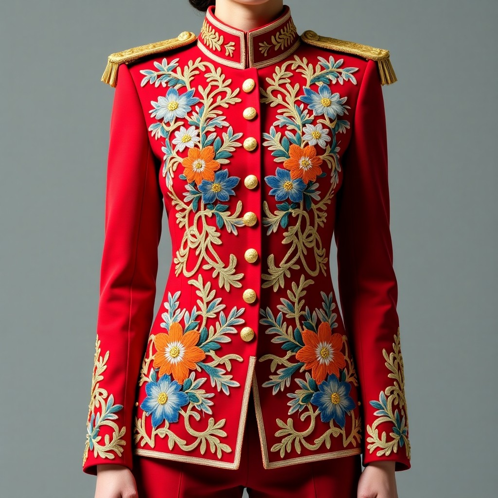 Royal Emerald Floral Commander Women's Luxury Blazer