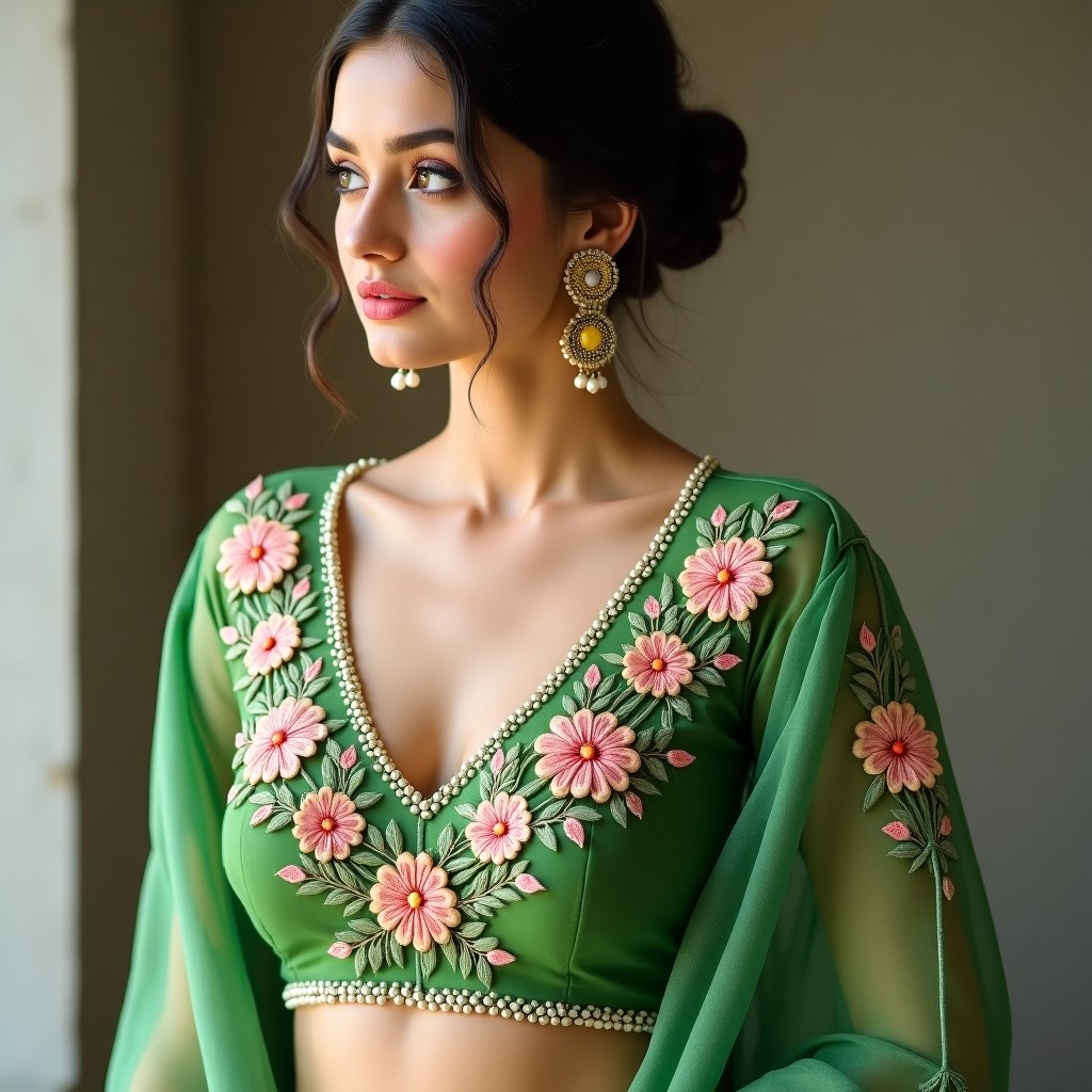 AI Elegant Garden Women's Blouse