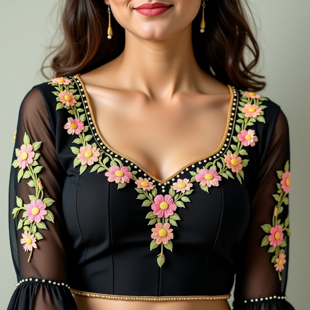 AI Botanical Majesty Couture Blouse