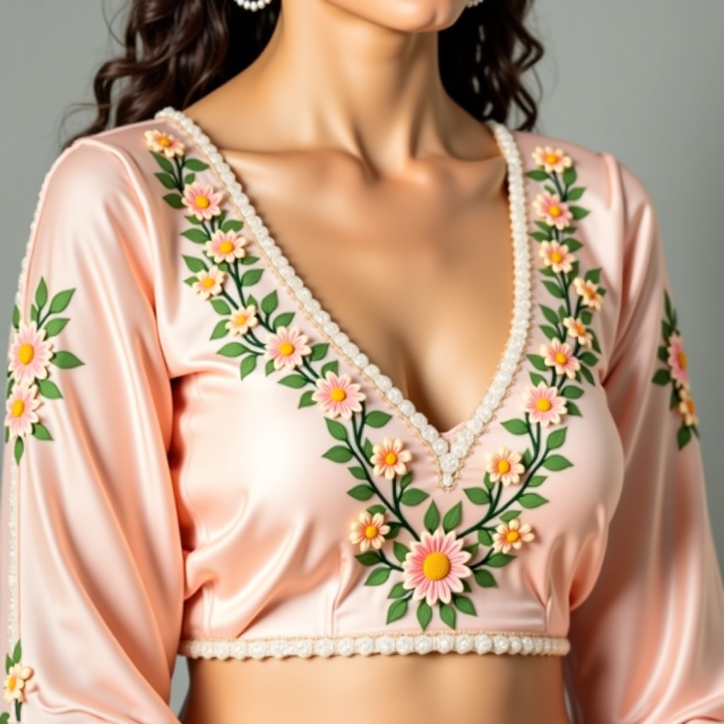 AI Emerald Flora Signature Blouse