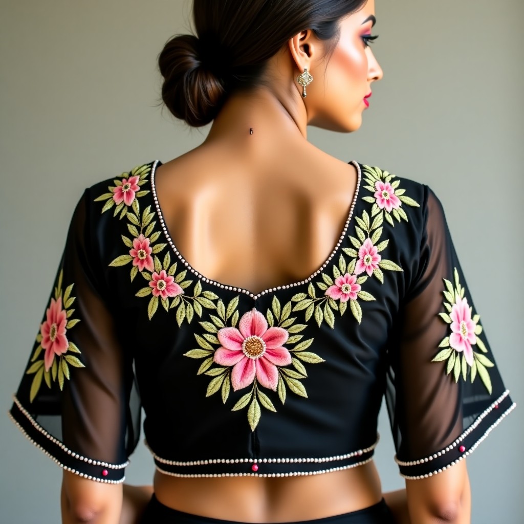 AI Emerald Blossom Couture Blouse