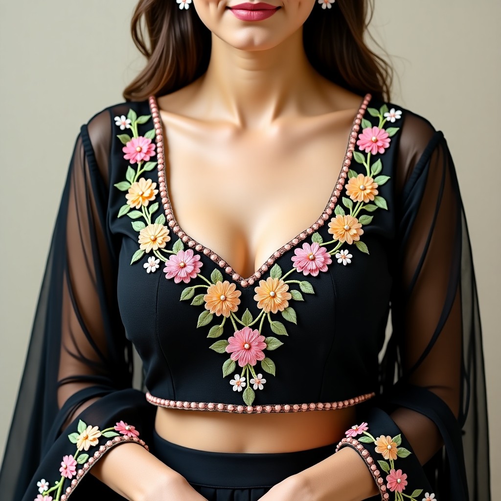 AI Emerald Blossom Signature Blouse
