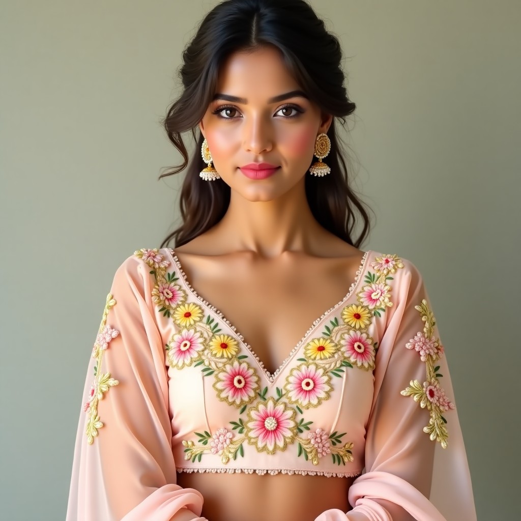 AI Royal Blossom Elegance Women's Blouse