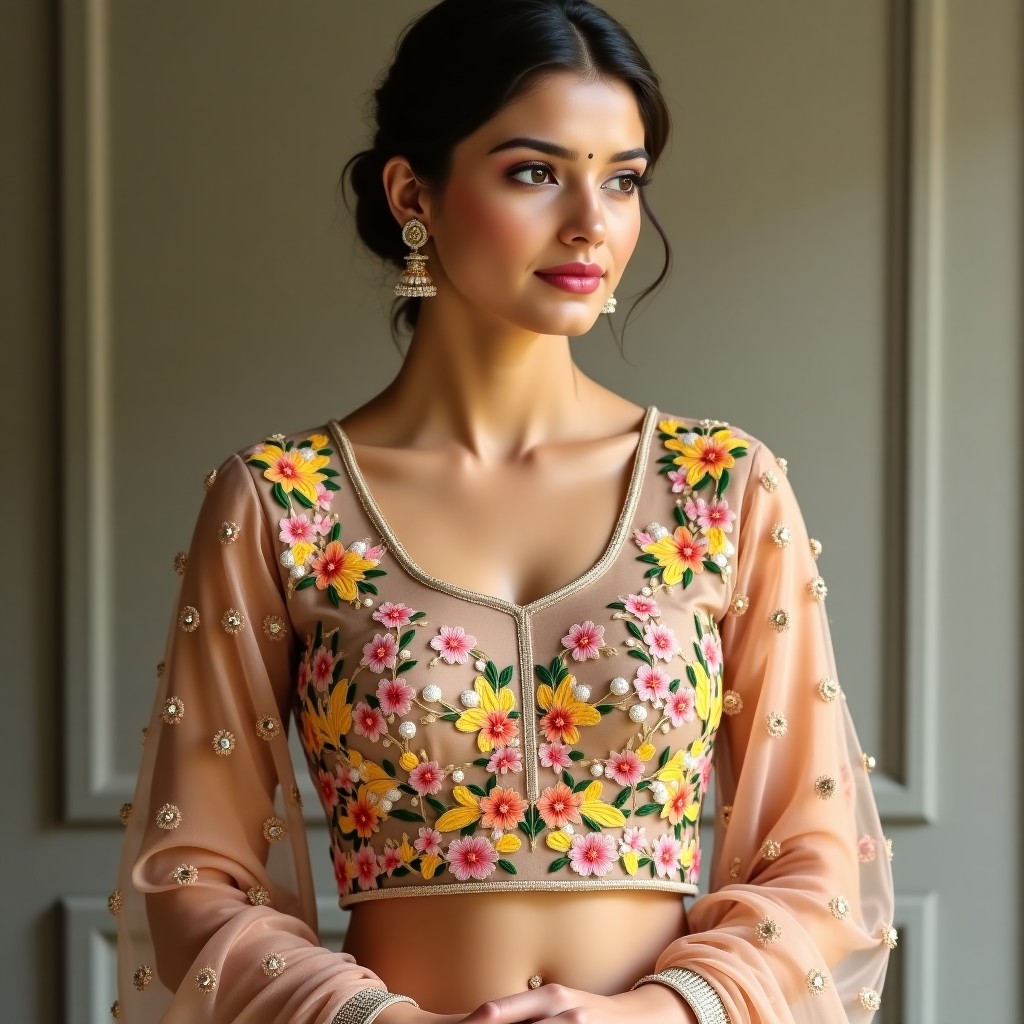 AI Golden Flora Couture Women's Blouse