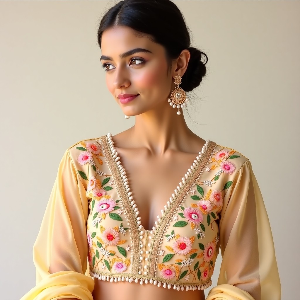 AI Emerald Blossom Royale Blouse