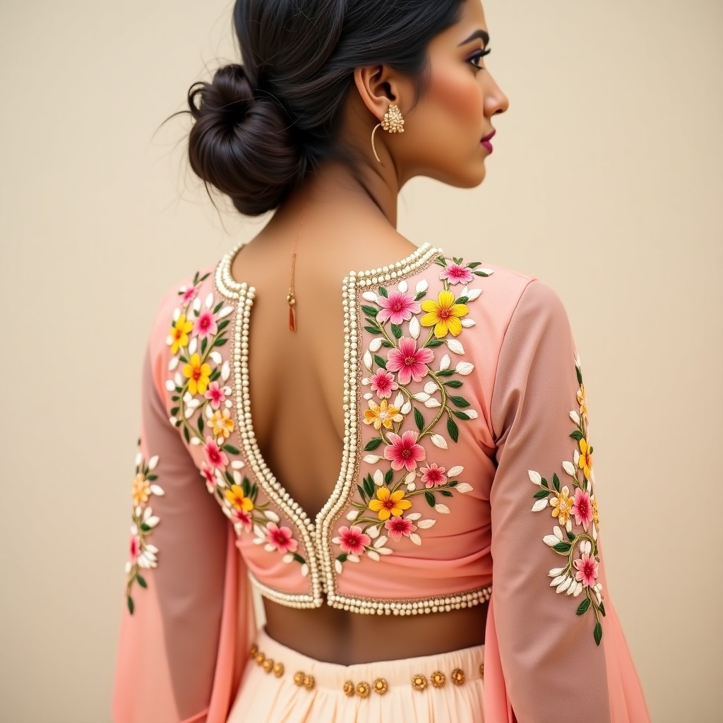 AI Emerald Floral Couture Blouse
