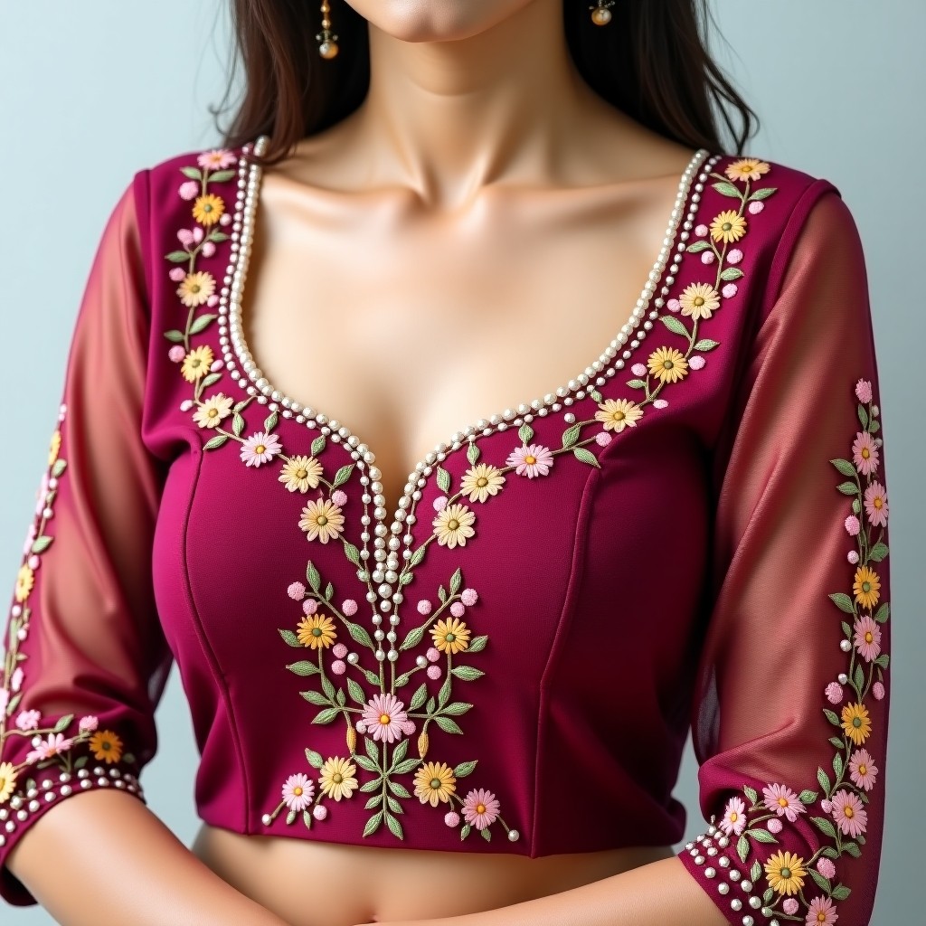 AI Royal Garden Floral Luxe Blouse