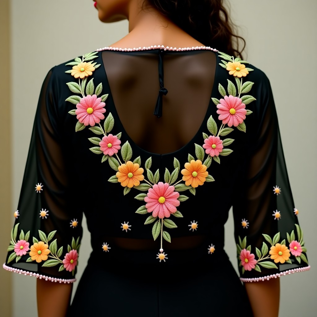 Luxury Floral Collar Embroidery Design