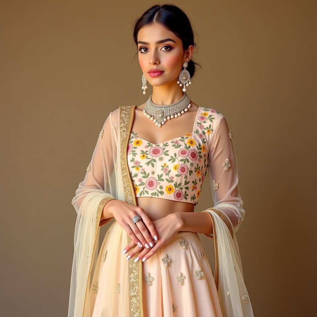 Royal Rose Neckline Embroidery