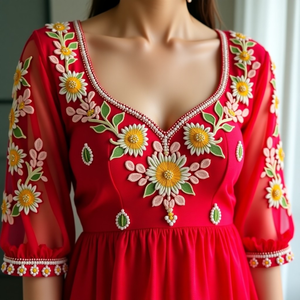 Royal Floral Collar Embroidery Design