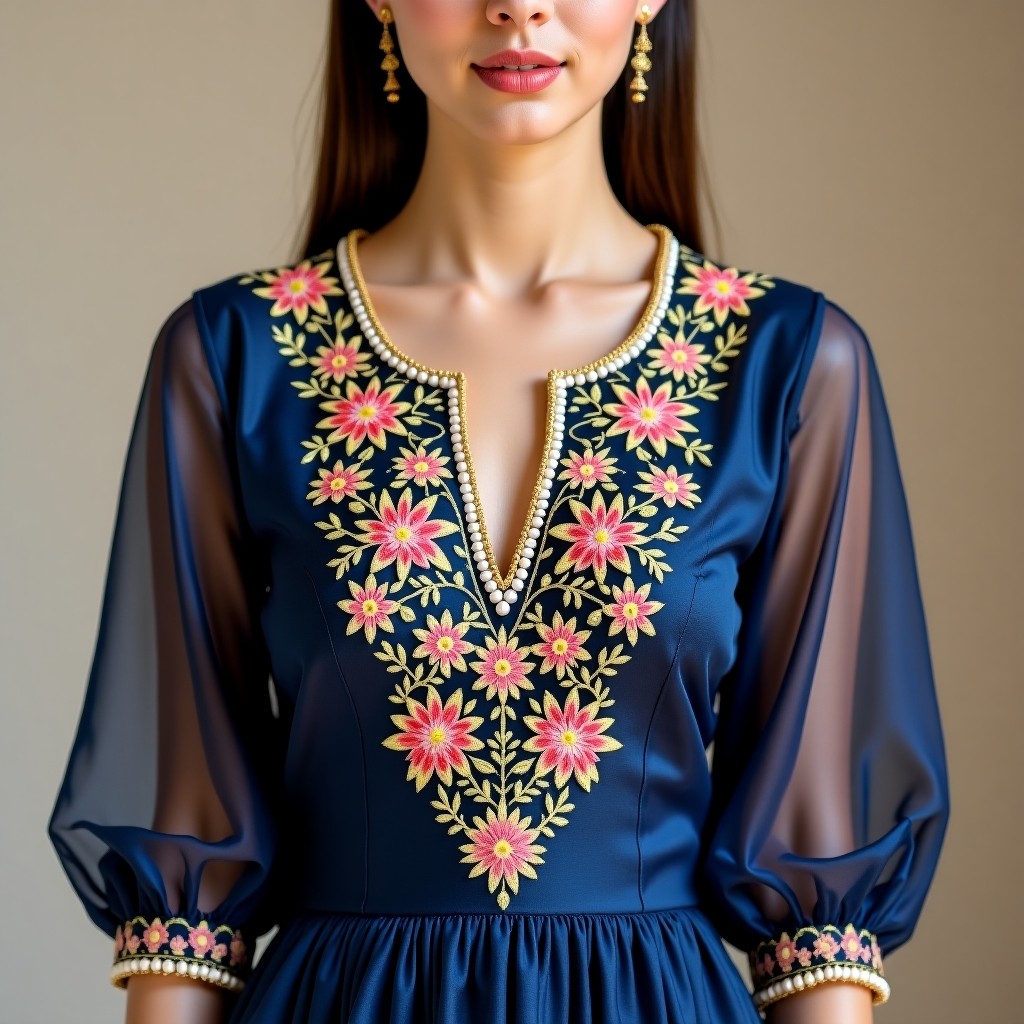 Luxury Blossom Vine Collar Embroidery