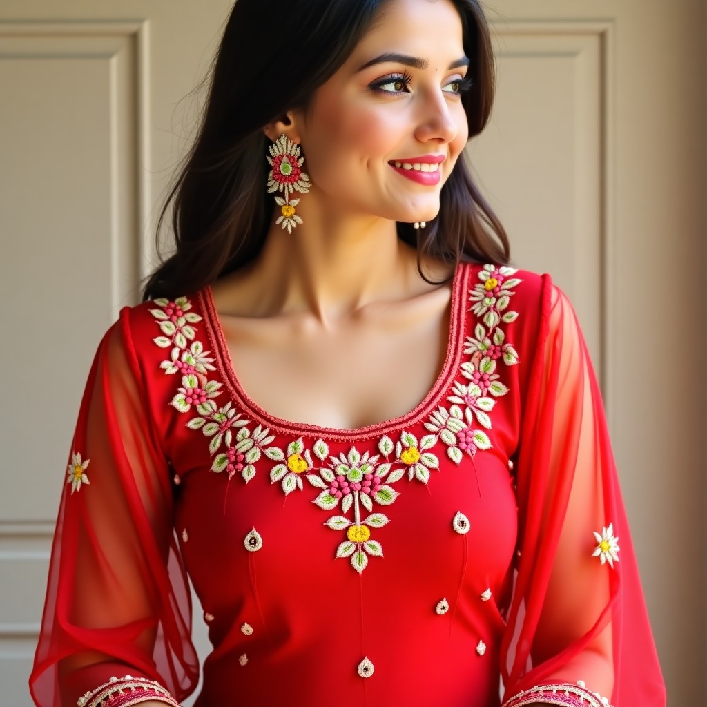 Royal Petal Garden Neckline Design