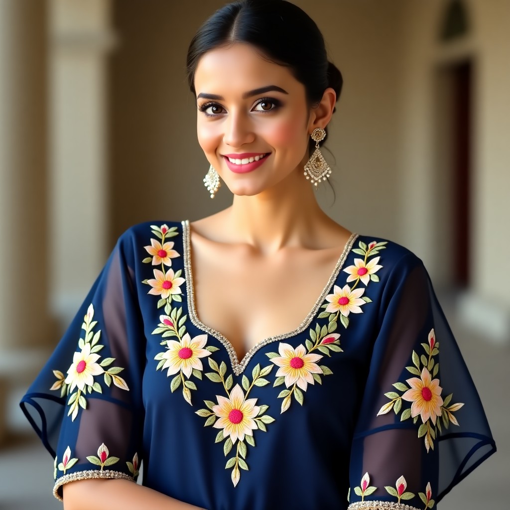 Botanical Rose Frame Neckline Design