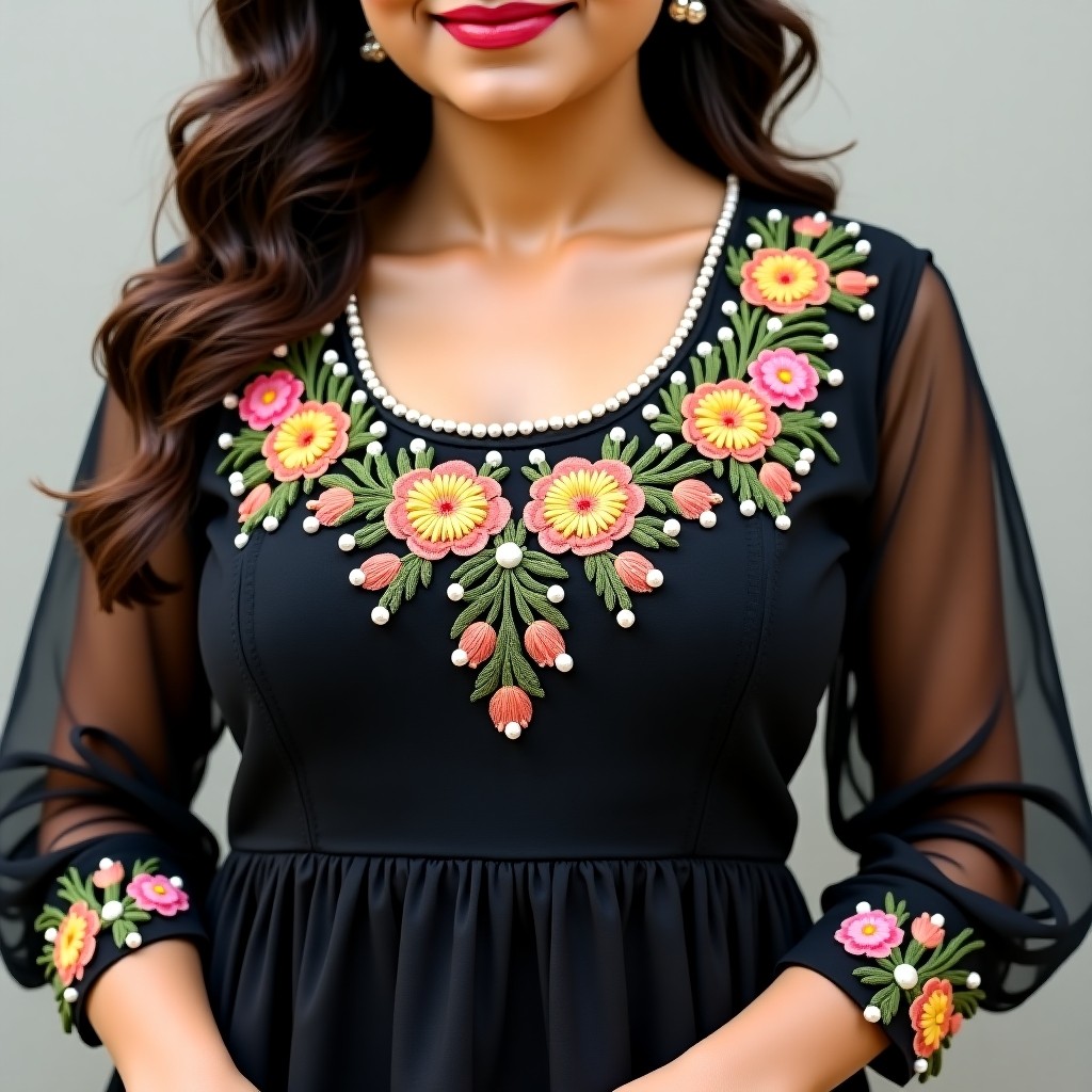 Elegant Blossom Crown Neckline Design