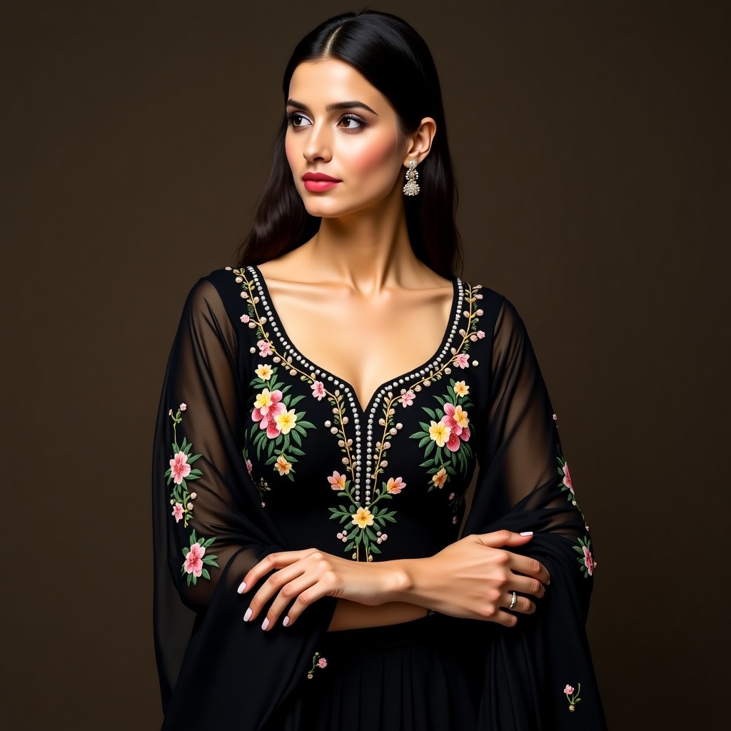 Royal Floral Harmony Neckline Design