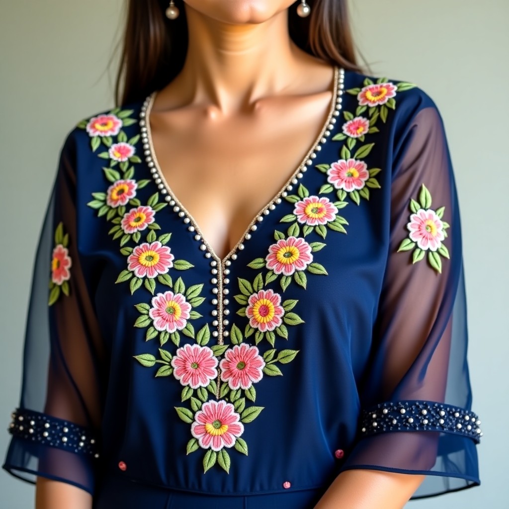 Graceful Royal Vine Neckline Design